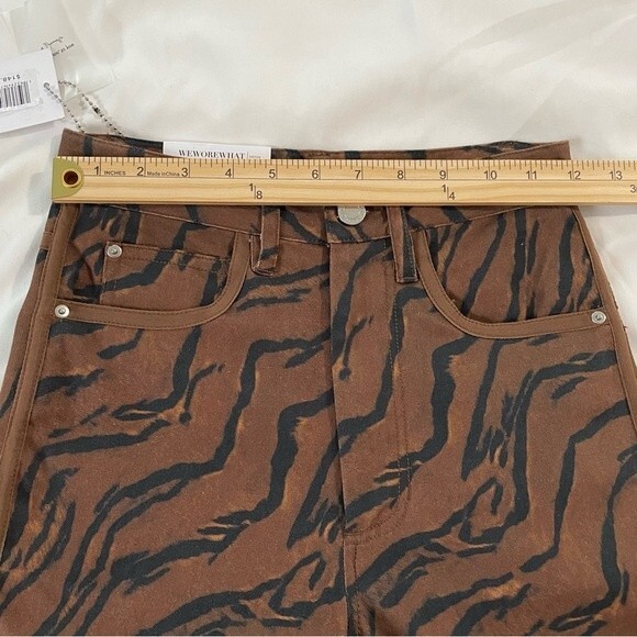 NWT WeWoreWhat The Icon Jeans Tiger Piped Stiletto Split Hem Denim Size 24 - Picture 12 of 13